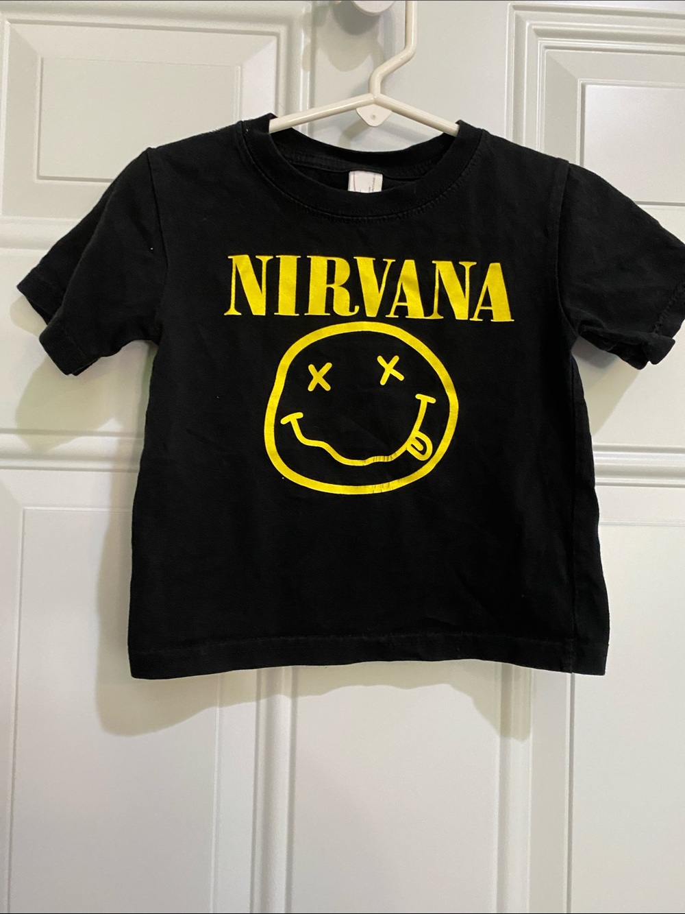 NIRVANA Black Tee with Yellow Smiley Logo